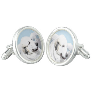 Great Pyrenees Painting - Original Dog Art Cufflinks