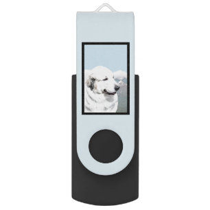Great Pyrenees Painting - Original Dog Art Flash Drive