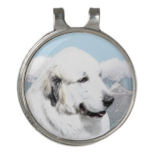 Great Pyrenees Painting - Original Dog Art Golf Hat Clip