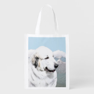 Great Pyrenees Painting - Original Dog Art Grocery Bag