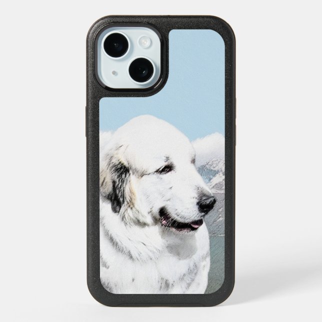 Great Pyrenees Painting - Original Dog Art iPhone 15 Case (Back)
