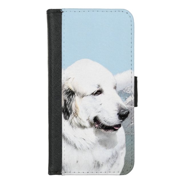 Great Pyrenees Painting - Original Dog Art iPhone Wallet Case (Front)