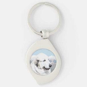 Great Pyrenees Painting - Original Dog Art Keychain