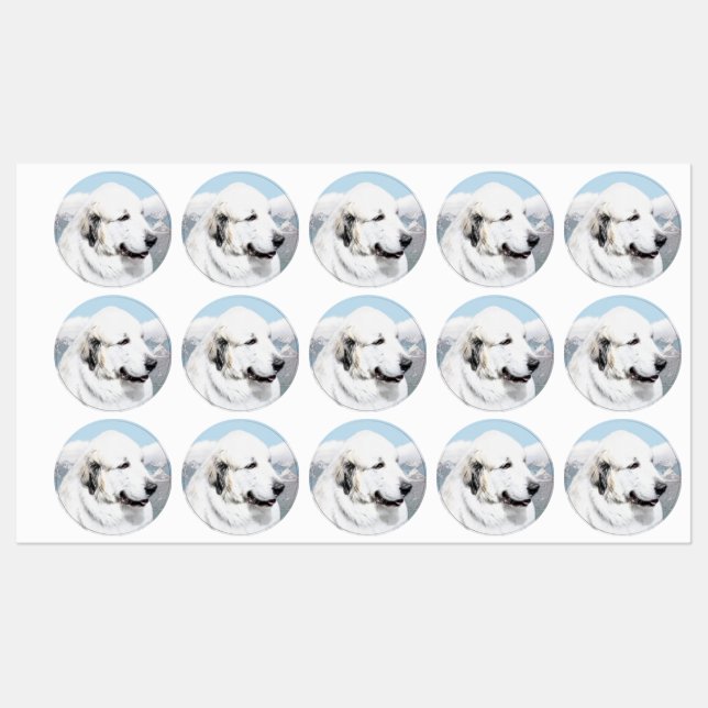 Great Pyrenees Painting - Original Dog Art Labels (Sheet)