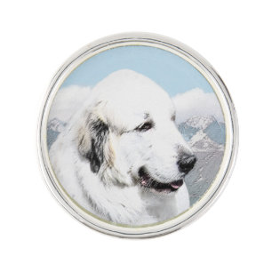 Great Pyrenees Painting - Original Dog Art Lapel Pin
