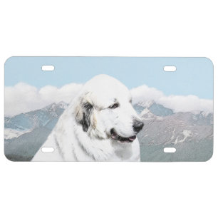 Great Pyrenees Painting - Original Dog Art License Plate