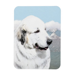 Great Pyrenees Painting - Original Dog Art Magnet