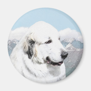 Great Pyrenees Painting - Original Dog Art Magnet