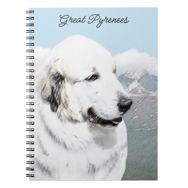 Great Pyrenees Painting - Original Dog Art Notebook (Front)