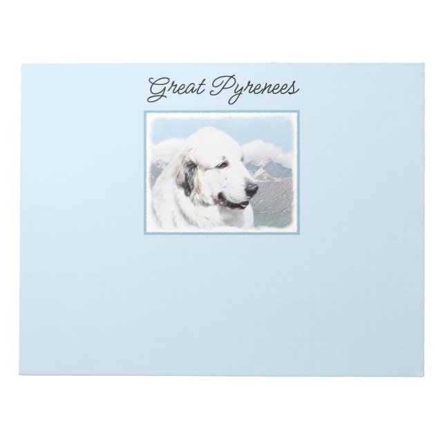 Great Pyrenees Painting - Original Dog Art Notepad (Front)