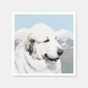 Great Pyrenees Painting - Original Dog Art Paper Napkins