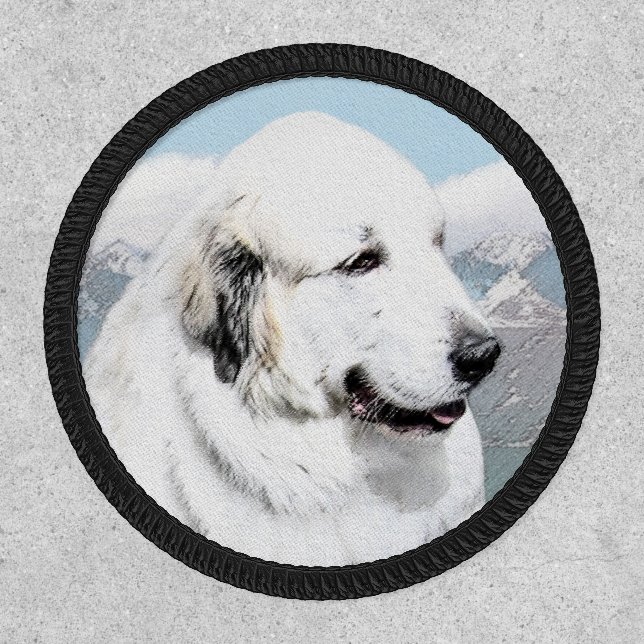 Great Pyrenees Painting - Original Dog Art Patch (Front)