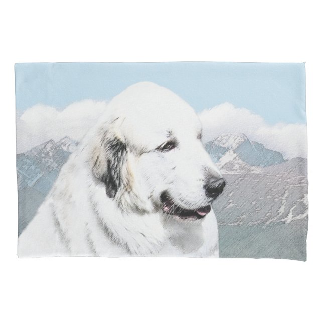 Great Pyrenees Painting - Original Dog Art Pillow Case (Front)