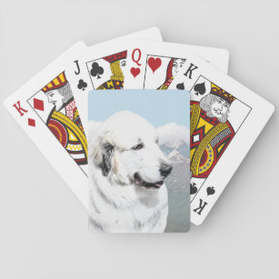 Great Pyrenees Painting - Original Dog Art Playing Cards
