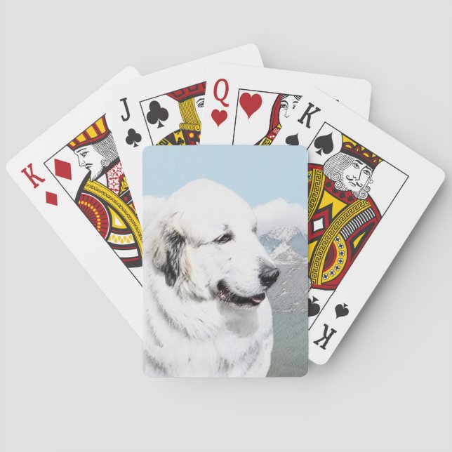 Great Pyrenees Painting - Original Dog Art Poker Cards (Back)