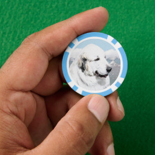 Great Pyrenees Painting - Original Dog Art Poker Chips