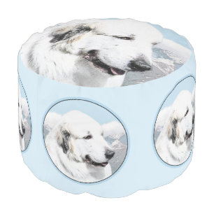 Great Pyrenees Painting - Original Dog Art Pouf