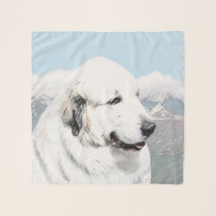 Great Pyrenees Painting - Original Dog Art Scarf