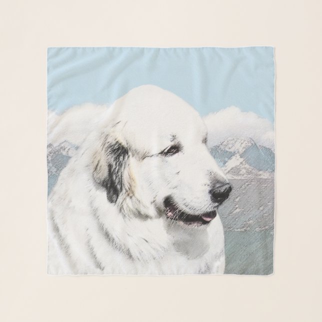 Great Pyrenees Painting - Original Dog Art Scarf (Front (Horizontal))