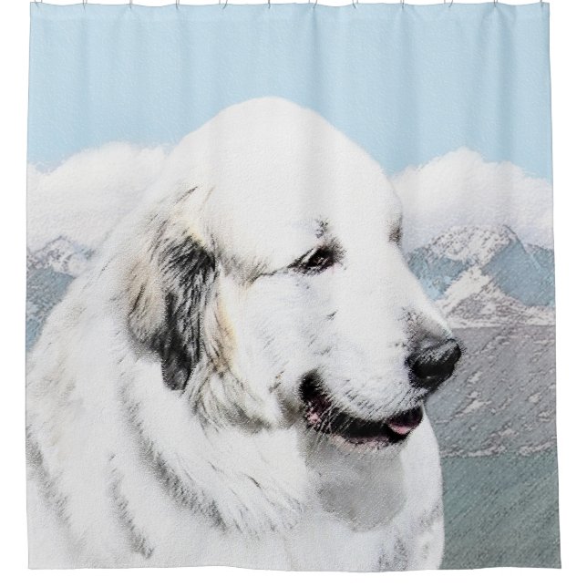 Great Pyrenees Painting - Original Dog Art Shower Curtain (Front)