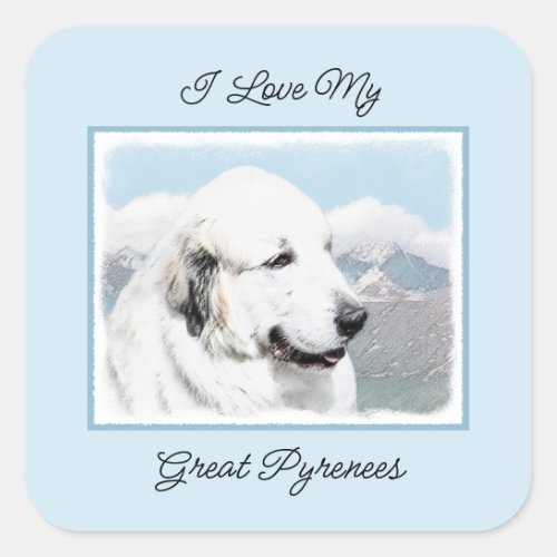 Great Pyrenees Painting _ Original Dog Art Square Sticker