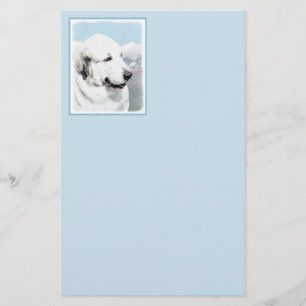 Great Pyrenees Painting - Original Dog Art Stationery