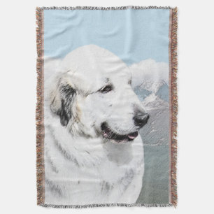 Great Pyrenees Painting - Original Dog Art Throw Blanket