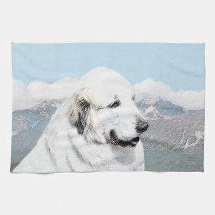Great Pyrenees Painting - Original Dog Art Towel