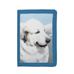 Great Pyrenees Painting - Original Dog Art Trifold Wallet