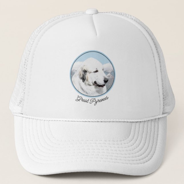 Great Pyrenees Painting - Original Dog Art Trucker Hat (Front)
