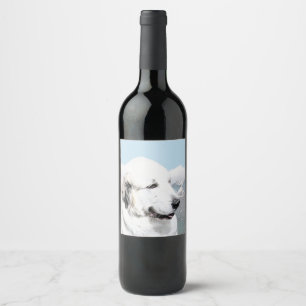 Great Pyrenees Painting - Original Dog Art Wine Label