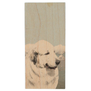 Great Pyrenees Painting - Original Dog Art Wood Flash Drive