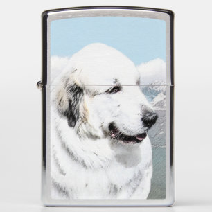 Great Pyrenees Painting - Original Dog Art Zippo Lighter
