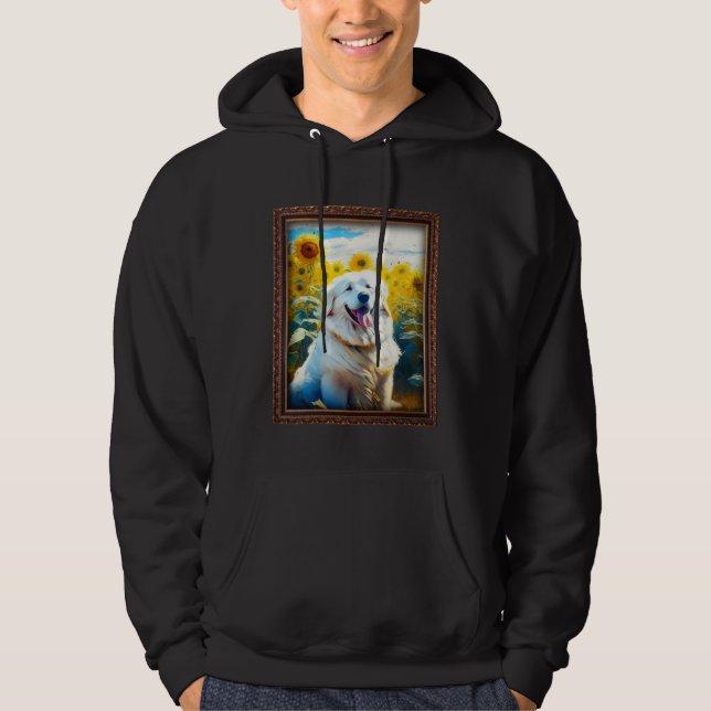 Great Pyrenees Painting Sunflower Flower Mom Women Hoodie (Front)