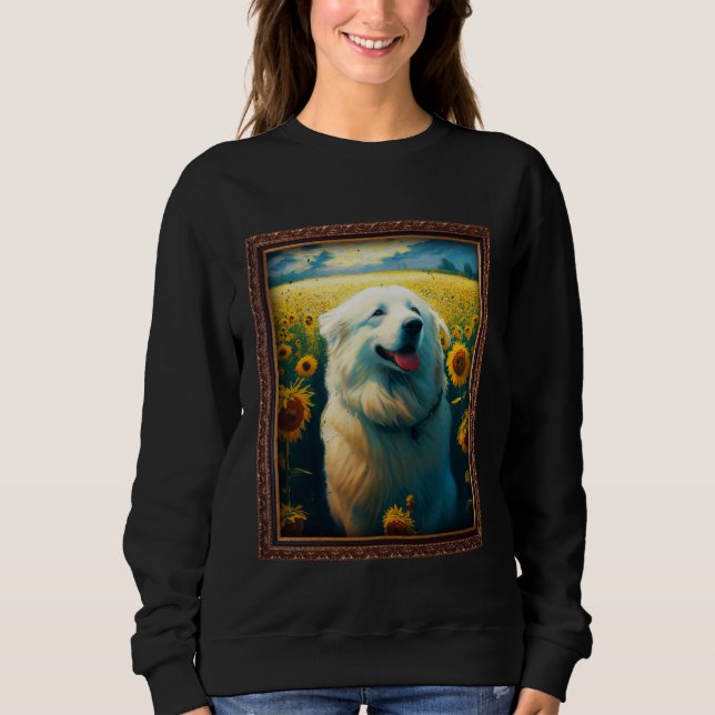Great Pyrenees Painting Sunflower Flower Mom Women Sweatshirt (Front)