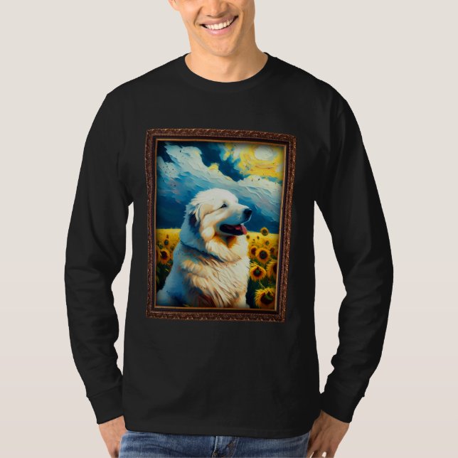 Great Pyrenees Painting Sunflower Flower Mom Women T-Shirt (Front)