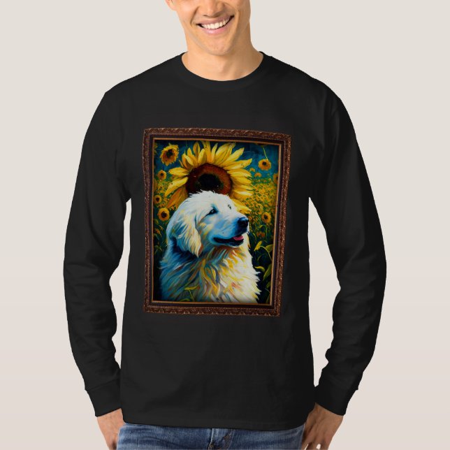 Great Pyrenees Painting Sunflower Flower Mom Women T-Shirt (Front)