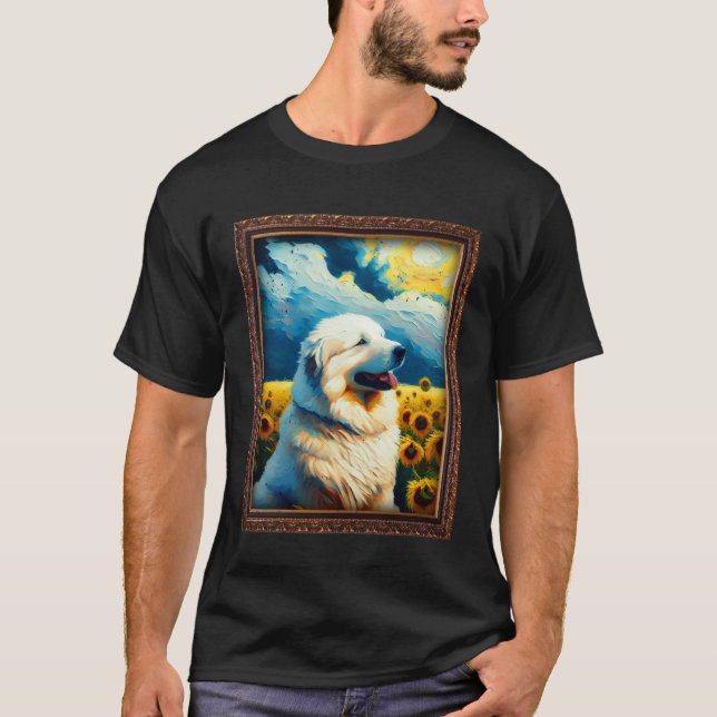 Great Pyrenees Painting Sunflower Flower Mom Women T-Shirt (Front)
