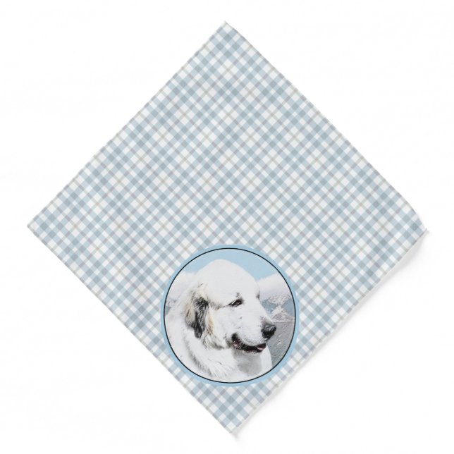 Great Pyrenees Painting White Original Pet Dog Art Bandana (Front)