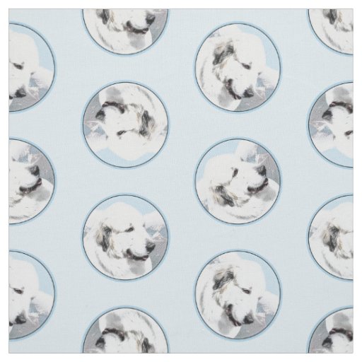 Great Pyrenees Painting White Original Pet Dog Art Fabric
