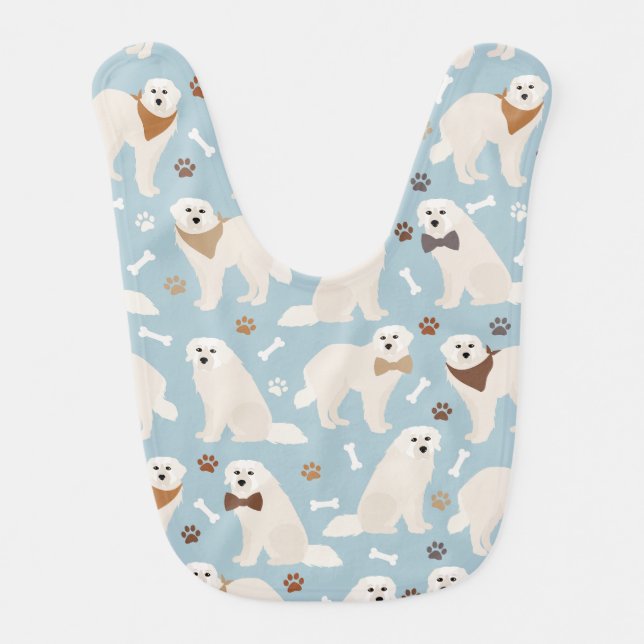 Great Pyrenees Paws and Bones Baby Bib (Front)