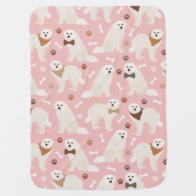 Great Pyrenees Paws and Bones Baby Blanket (Front)
