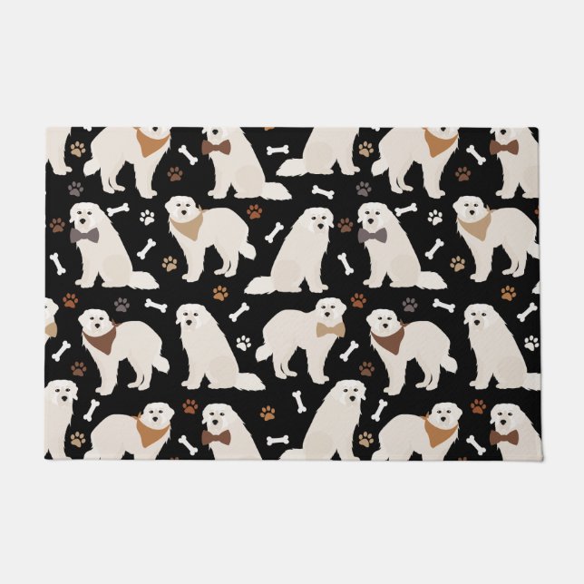 Great Pyrenees Paws and Bones Doormat (Front)