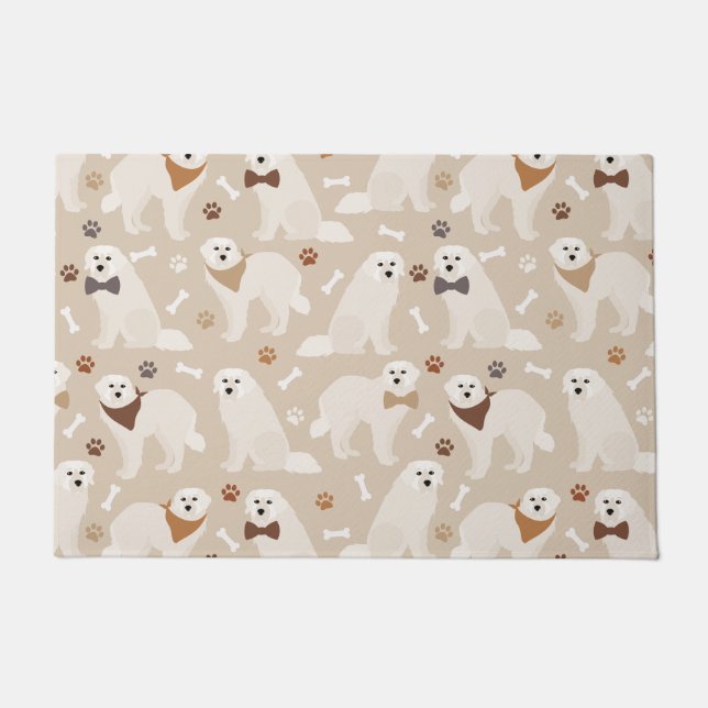 Great Pyrenees Paws and Bones Doormat (Front)