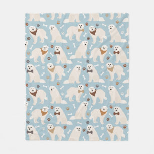 Great Pyrenees Paws and Bones Fleece Blanket