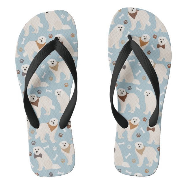Great Pyrenees Paws and Bones Flip Flops (Footbed)