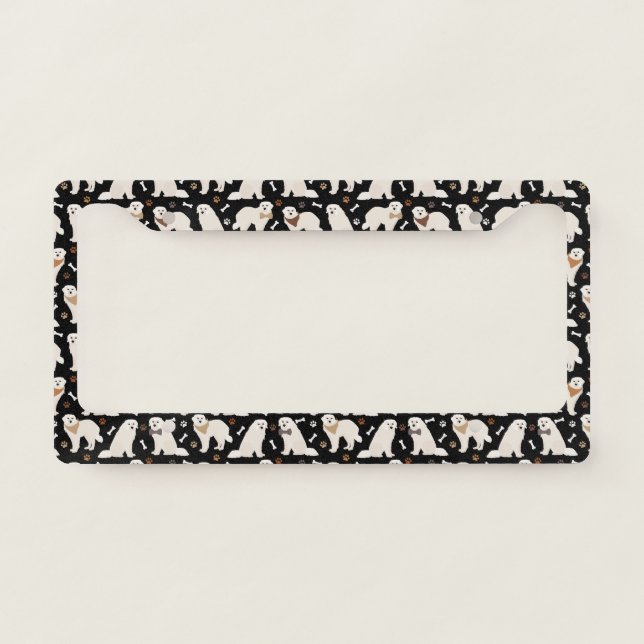 Great Pyrenees Paws and Bones License Plate Frame (Front)