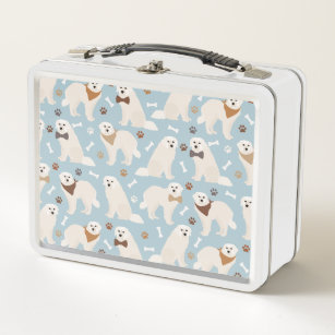 Great Pyrenees Paws and Bones Metal Lunch Box