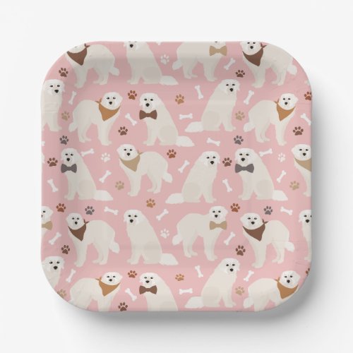 Great Pyrenees Paws and Bones Paper Plates