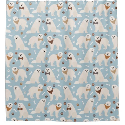 Great Pyrenees Paws and Bones Shower Curtain